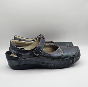 Wolky Slingback Leather Mary Jane Clog Shoes
